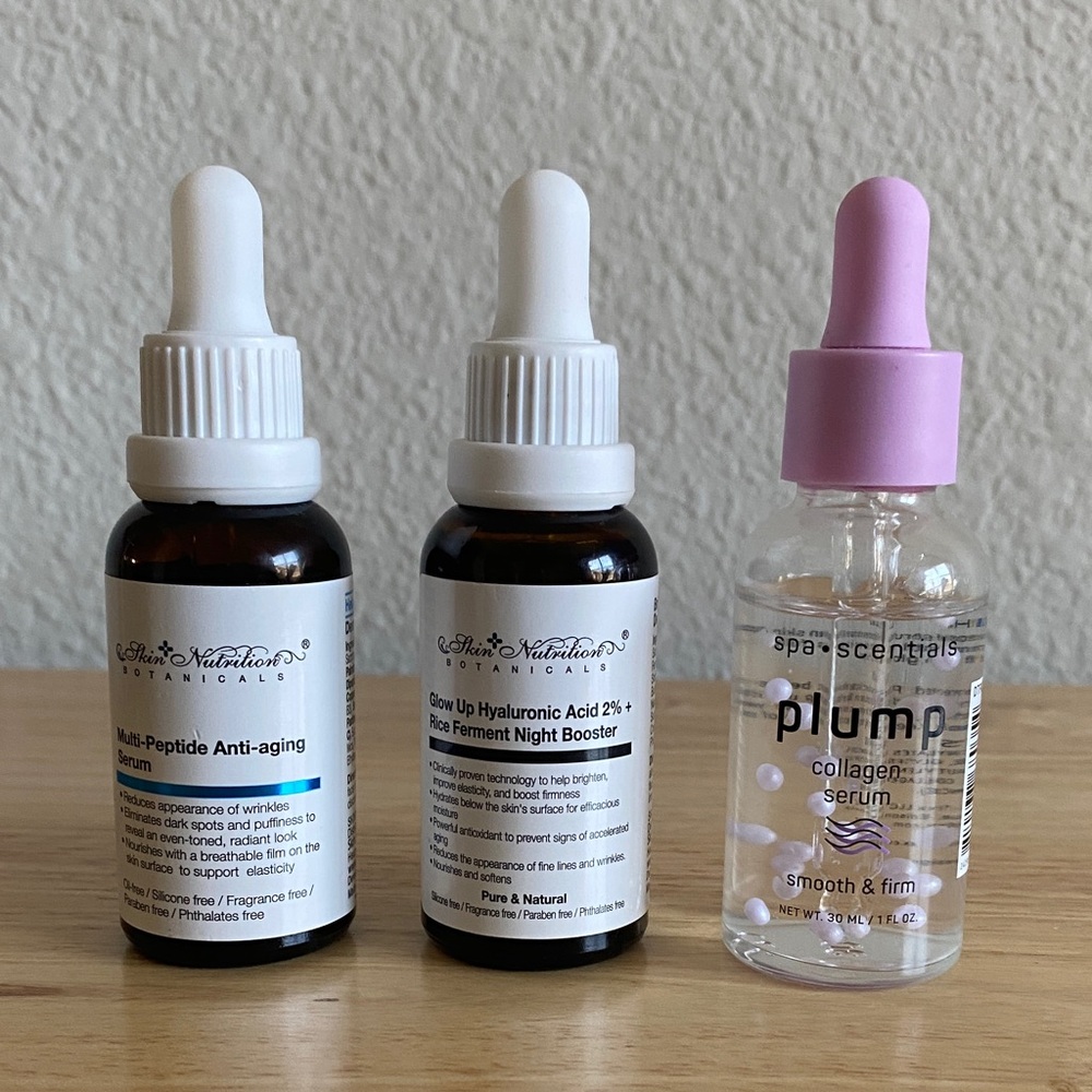 Bundle of Facial Serums-Peptides, Hyaluronic acid, and Collagen
